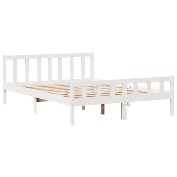 vidaXL Seng med bokhylle uten madrass hvit 150x200 cm heltre furu