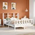 Miniatyrbilde 2 av 11: vidaXL Seng med bokhylle uten madrass hvit 150x200 cm heltre furu