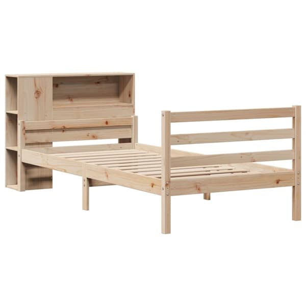 vidaXL Seng med bokhylle uten madrass 100x200 cm heltre furu