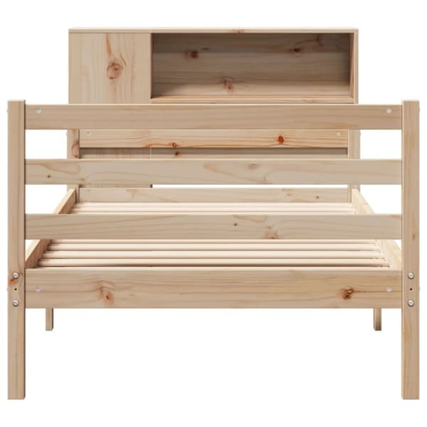 vidaXL Seng med bokhylle uten madrass 100x200 cm heltre furu