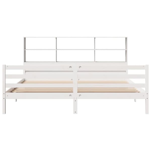 vidaXL Seng med bokhylle uten madrass hvit 180x200 cm heltre furu