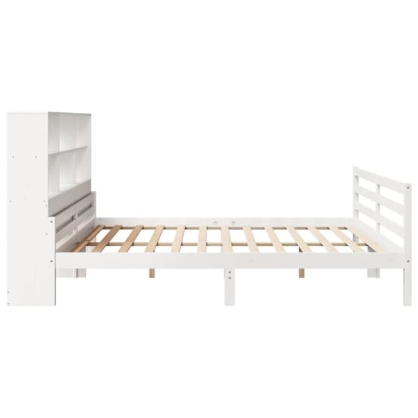 vidaXL Seng med bokhylle uten madrass hvit 180x200 cm heltre furu