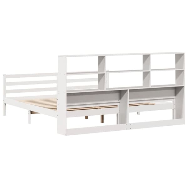 vidaXL Seng med bokhylle uten madrass hvit 180x200 cm heltre furu