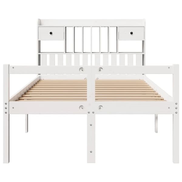 vidaXL seng med reol uden madras 135x190 cm massivt fyrretræ hvid