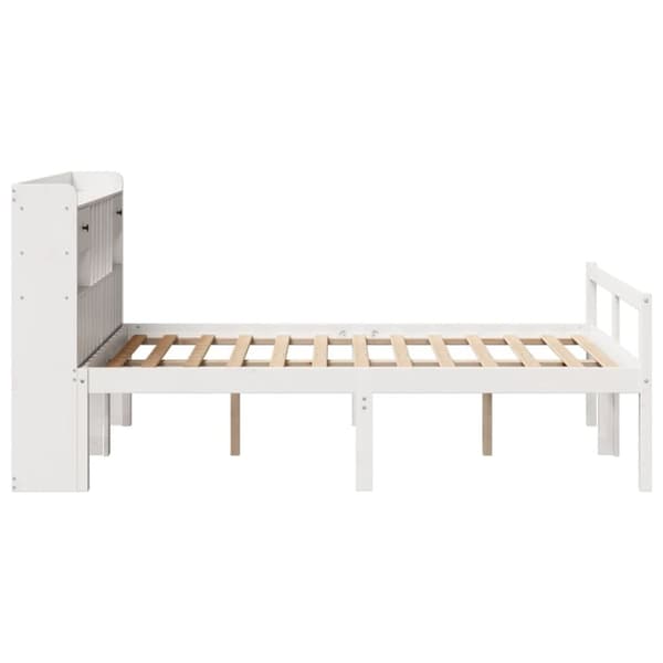 vidaXL seng med reol uden madras 135x190 cm massivt fyrretræ hvid