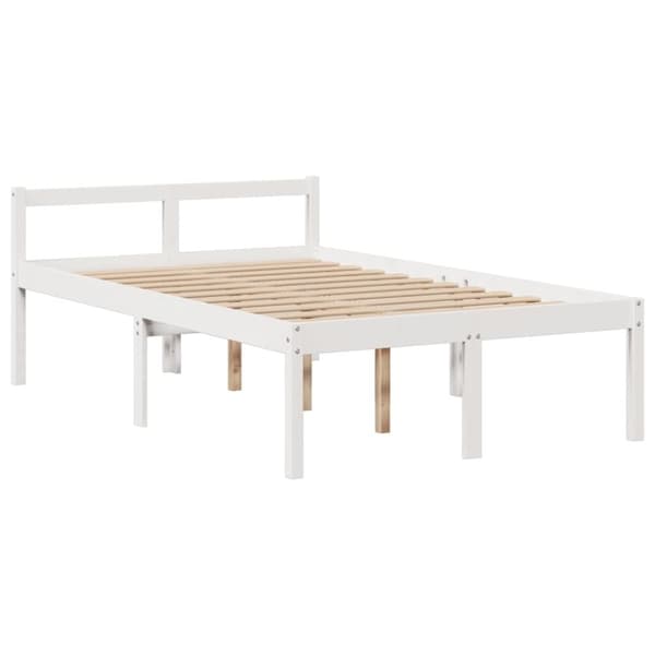 vidaXL seng med reol uden madras 135x190 cm massivt fyrretræ hvid