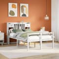 Miniatyrbillede 2 af 11: vidaXL seng med reol uden madras 135x190 cm massivt fyrretræ hvid