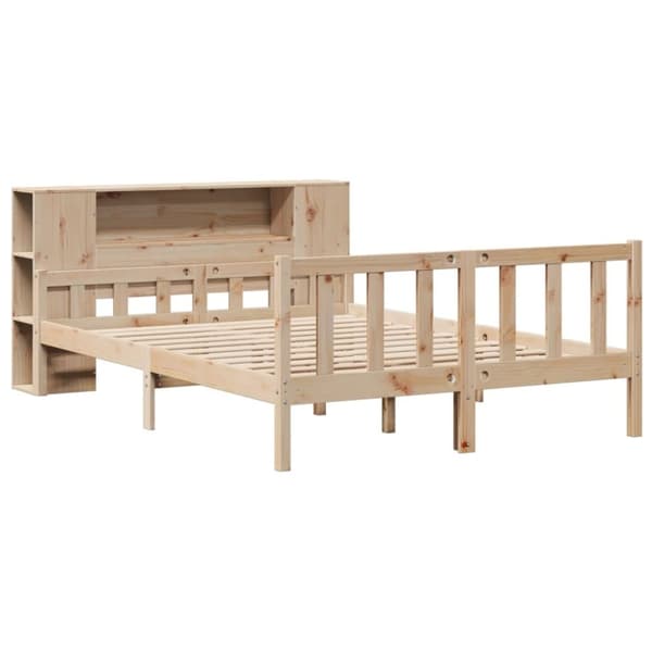 vidaXL Seng med bokhylle uten madrass 160x200 cm heltre furu