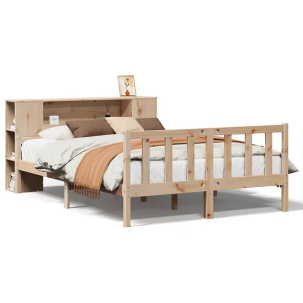 vidaXL Seng med bokhylle uten madrass 160x200 cm heltre furu