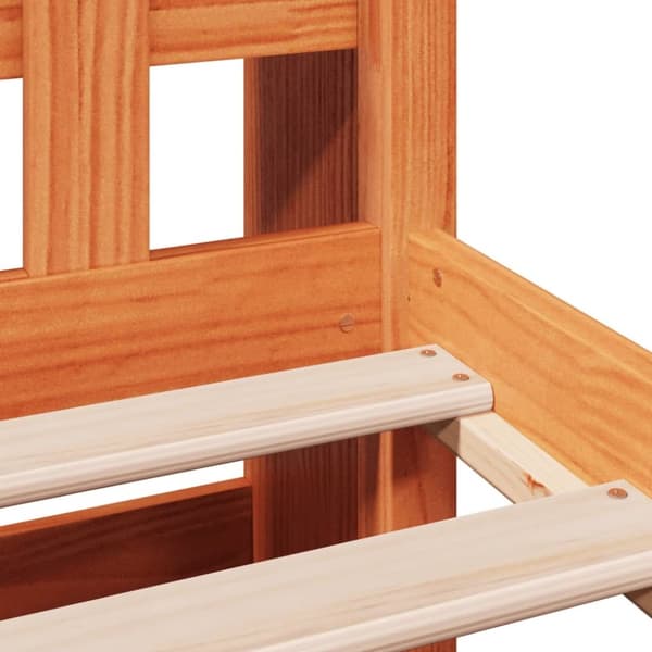 vidaXL Seng med bokhylle uten madrass voksbrun 75x190 cm heltre furu