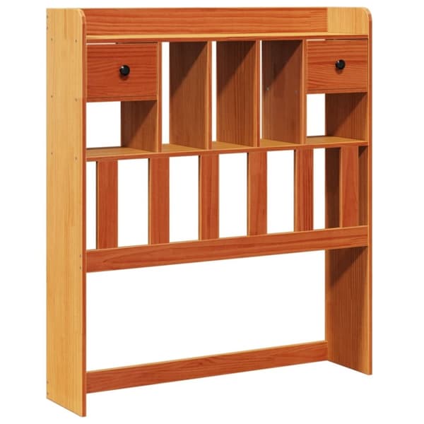 vidaXL Seng med bokhylle uten madrass voksbrun 90x190 cm heltre furu