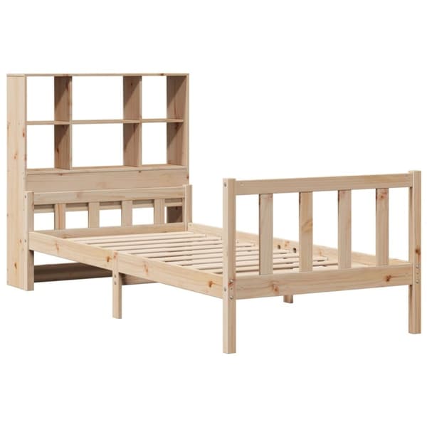 vidaXL Seng med bokhylle uten madrass 100x200 cm heltre furu