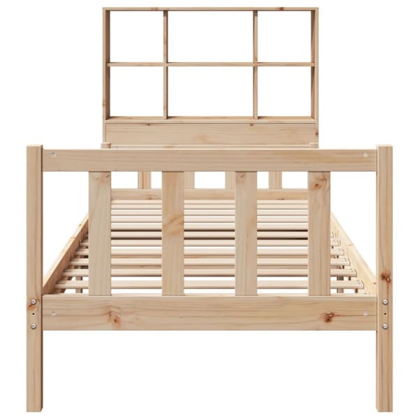 vidaXL Seng med bokhylle uten madrass 100x200 cm heltre furu