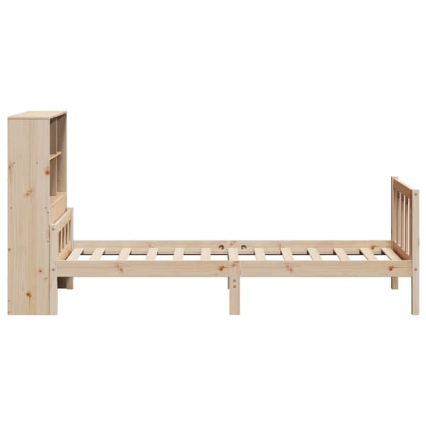 vidaXL Seng med bokhylle uten madrass 100x200 cm heltre furu