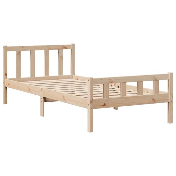 vidaXL Seng med bokhylle uten madrass 100x200 cm heltre furu