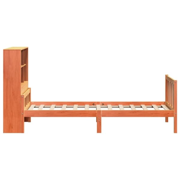 vidaXL Seng med bokhylle uten madrass voksbrun 75x190 cm heltre
