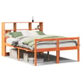 Miniatyrbilde 3 av 11: vidaXL Seng med bokhylle uten madrass voksbrun 150x200 cm heltre