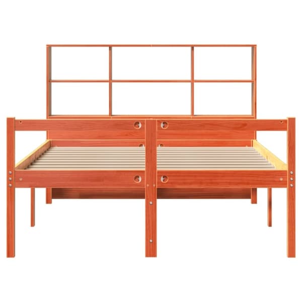 vidaXL Seng med bokhylle uten madrass voksbrun 150x200 cm heltre