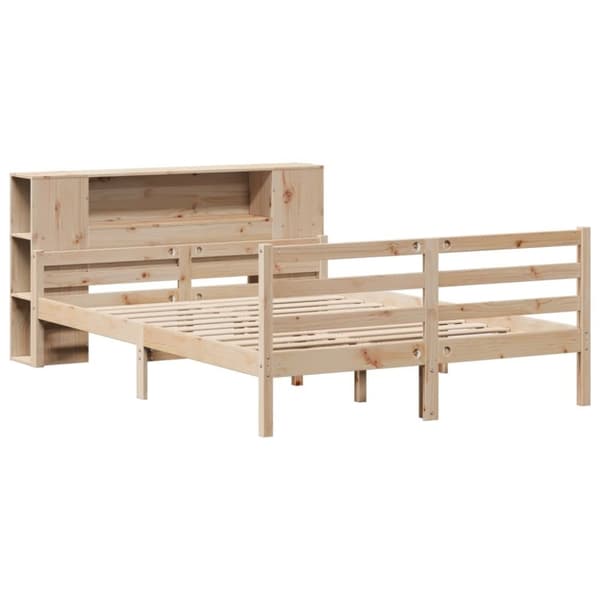 vidaXL Seng med bokhylle uten madrass 120x200 cm heltre furu