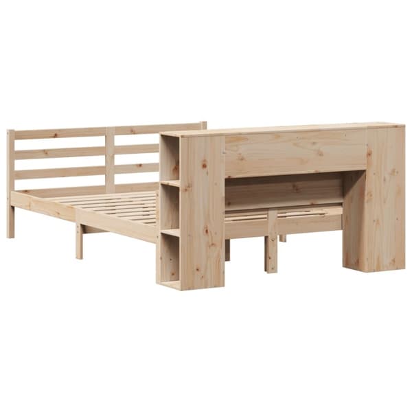 vidaXL Seng med bokhylle uten madrass 120x200 cm heltre furu