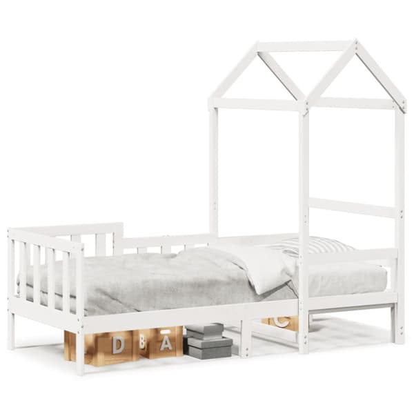 Dagbädd med tak vit 90x190 cm massiv furu