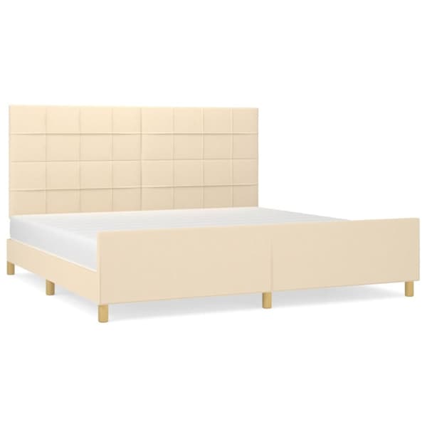 Sängram utan madrass gräddvit 200x200 cm tyg