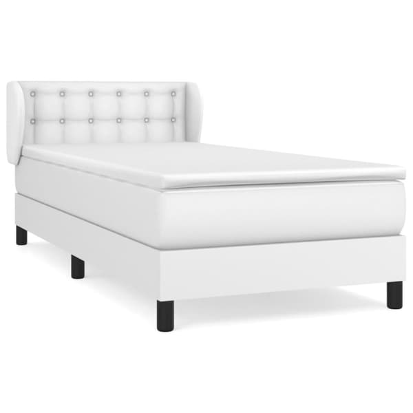 Ramsäng med madrass vit 90x190 cm konstläder