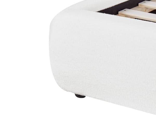 Seng med ramme hvid polstret boucle 180 x 200 cm med tykt hovedgærde moderne design til soveværelse