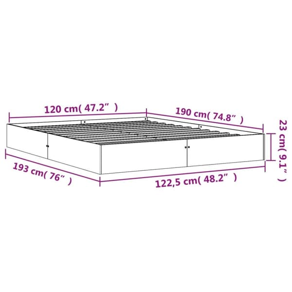 Sängram utan madrass vaxbrun 120x190 cm massiv furu