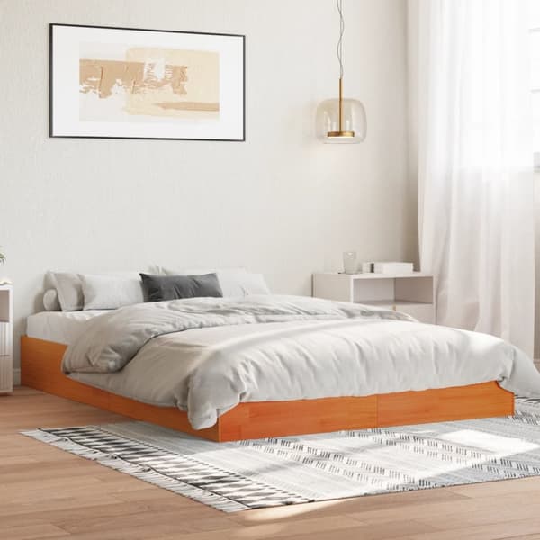 Sängram utan madrass vaxbrun 120x190 cm massiv furu