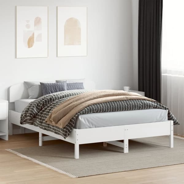 Sängram utan madrass vit 120x200 cm massiv furu