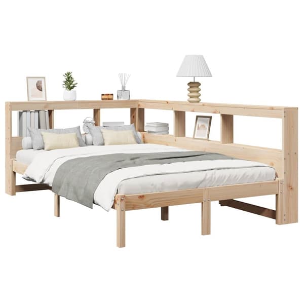 vidaXL Seng med bokhylle uten madrass 120x190 cm heltre furu