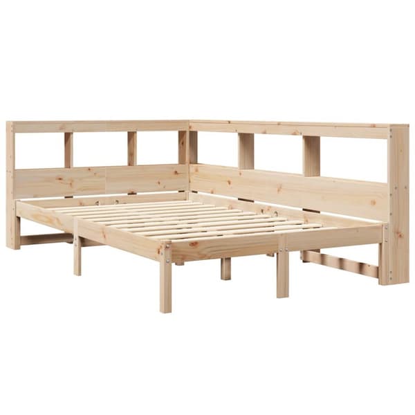 vidaXL Seng med bokhylle uten madrass 120x190 cm heltre furu