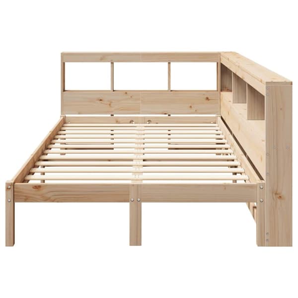 vidaXL Seng med bokhylle uten madrass 120x190 cm heltre furu