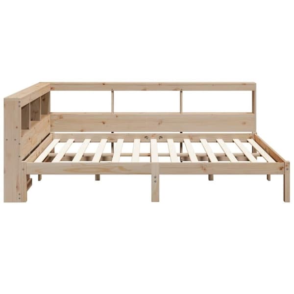vidaXL Seng med bokhylle uten madrass 120x190 cm heltre furu