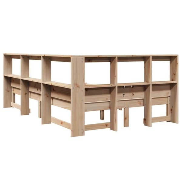 vidaXL Seng med bokhylle uten madrass 120x190 cm heltre furu