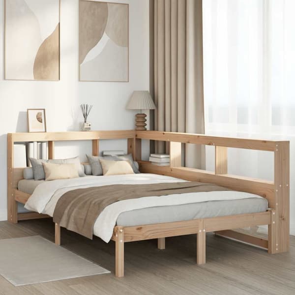 vidaXL Seng med bokhylle uten madrass 120x190 cm heltre furu