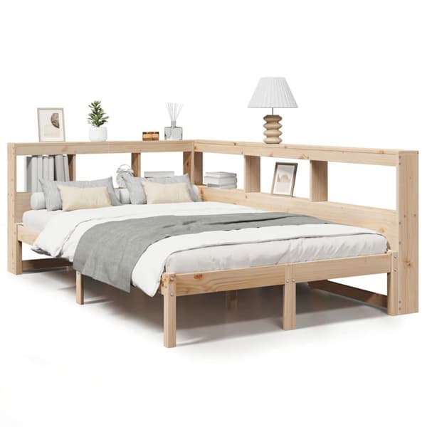 vidaXL Seng med bokhylle uten madrass 120x190 cm heltre furu