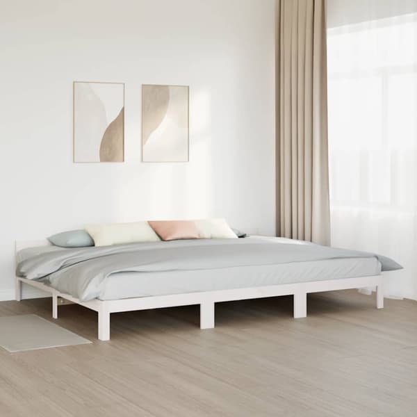 vidaXL familie sengeramme uden madras 270x200 cm massivt fyrretræ hvid