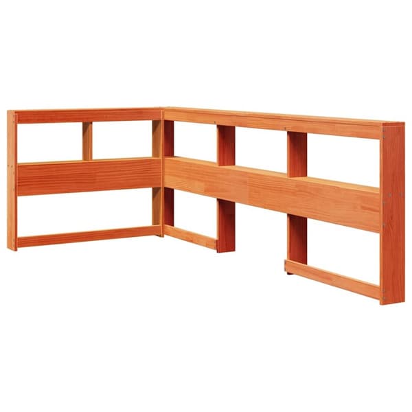vidaXL Seng med bokhylle uten madrass voksbrun 75x190 cm heltre furu