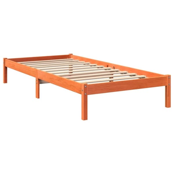 vidaXL Seng med bokhylle uten madrass voksbrun 75x190 cm heltre furu
