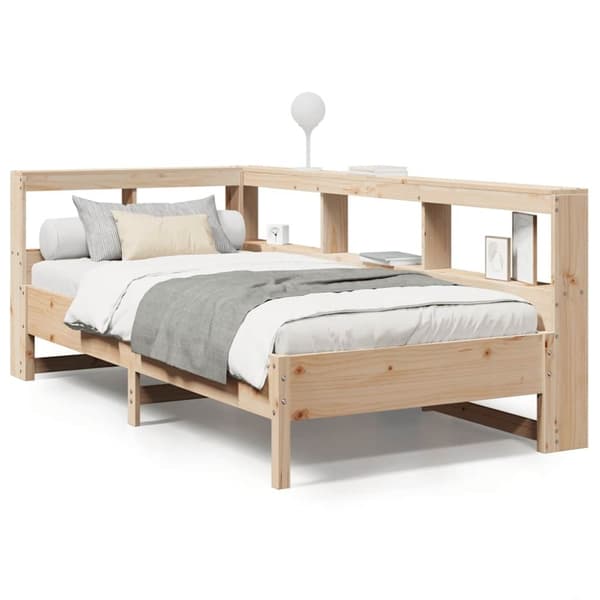 vidaXL Seng med bokhylle uten madrass 75x190 cm heltre furu