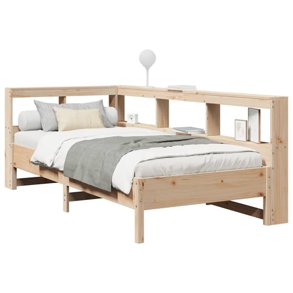 vidaXL Seng med bokhylle uten madrass 75x190 cm heltre furu
