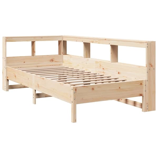 vidaXL Seng med bokhylle uten madrass 75x190 cm heltre furu