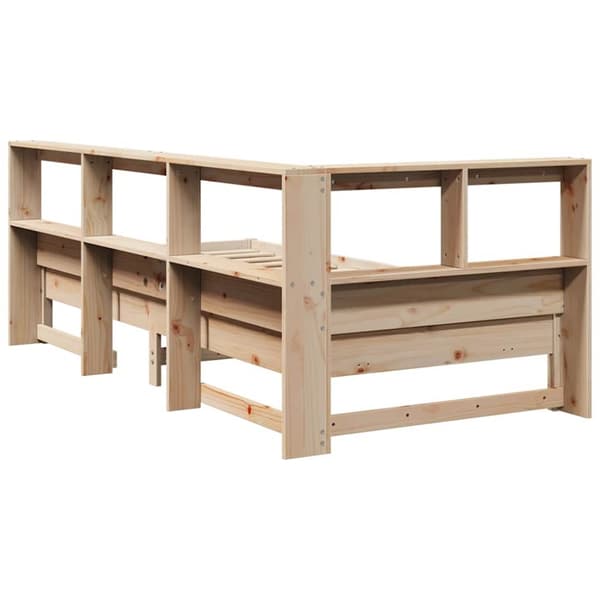 vidaXL Seng med bokhylle uten madrass 75x190 cm heltre furu