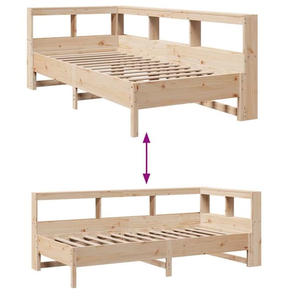 vidaXL Seng med bokhylle uten madrass 75x190 cm heltre furu