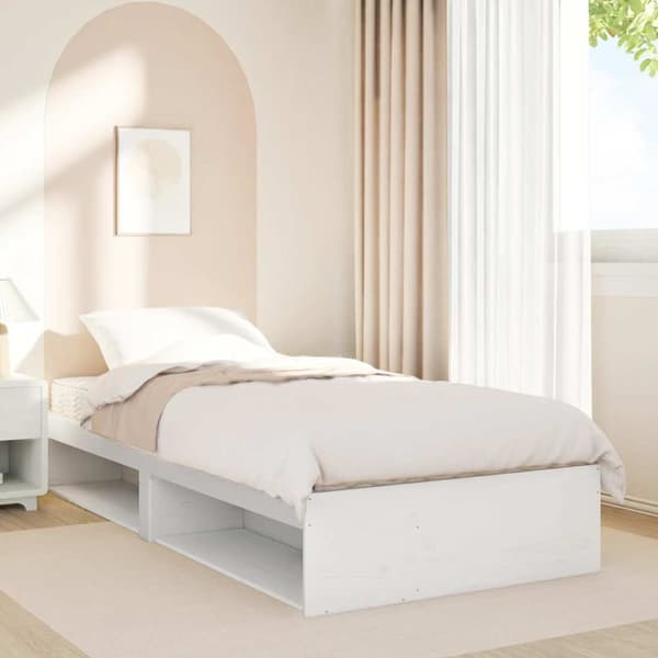 vidaXL Dagseng med madrass hvit 90x190 cm heltre furu