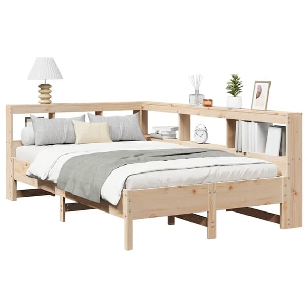 vidaXL Seng med bokhylle uten madrass 120x190 cm heltre furu