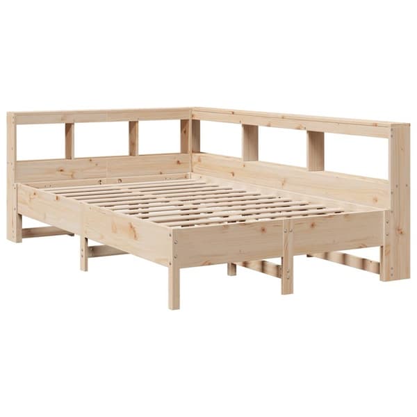 vidaXL Seng med bokhylle uten madrass 120x190 cm heltre furu