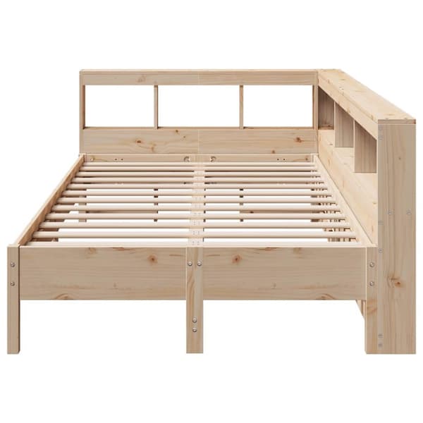 vidaXL Seng med bokhylle uten madrass 120x190 cm heltre furu